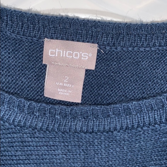 Chico’s Casual Blue Sweater NWT Sz 2 - Picture 2 of 5